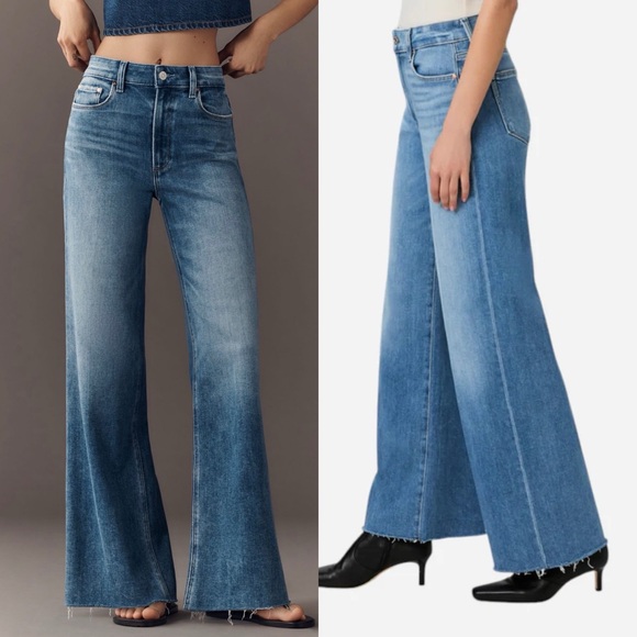 PAIGE Denim - Paige Anessa 31” Wide Leg Raw Hem Jeans